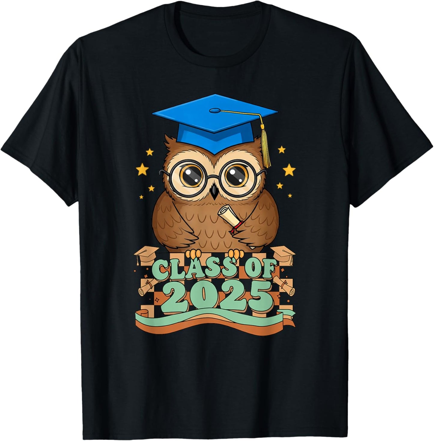 Graduate Owl Class Of 2025 Kids Mens Womens Graduation T-shirt by TeeBrew