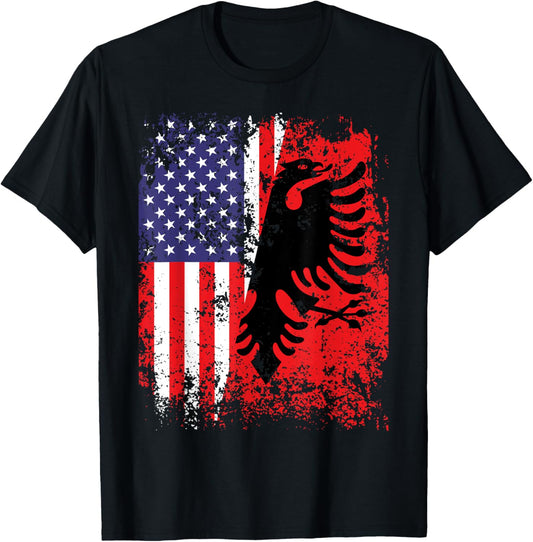 Albanian American Flag Shirt Patriotic USA Albania Flag T-Shirt