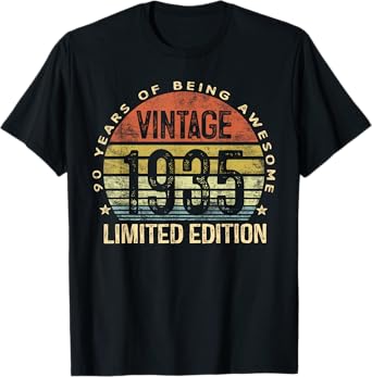 Vintage 1935 Limited Edition 90-Year-Old Gifts 90th Birthday T-Shirt