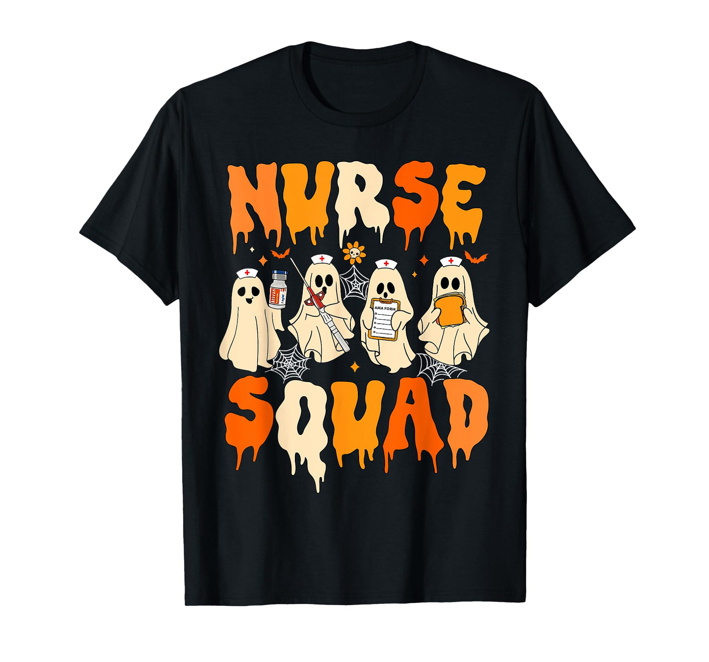 Nurse Squad Funny Ghost Halloween Nursing ER RN ICU ED Nurse T-Shirt