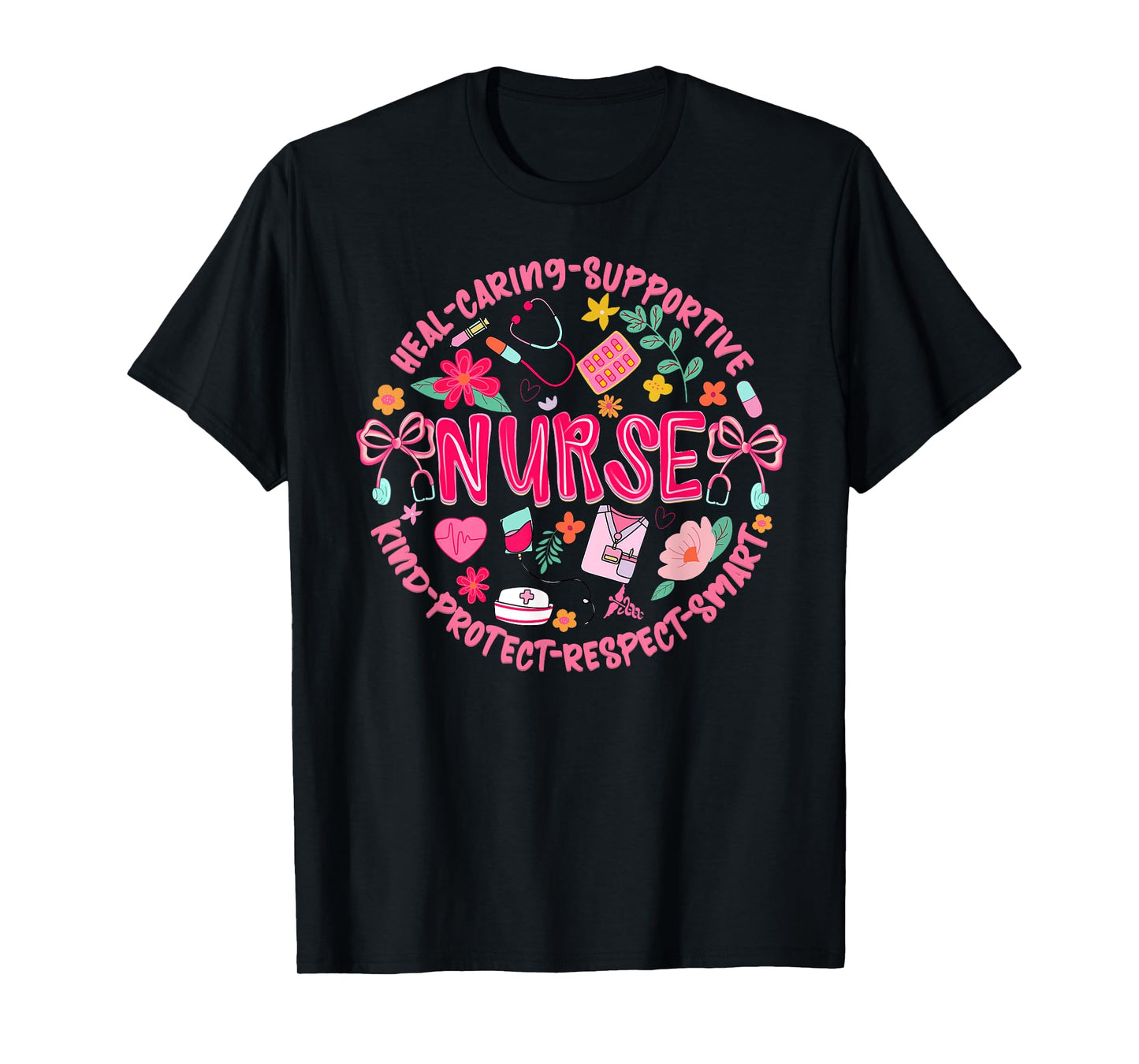 Coquette Nurse Stethoscope Bow Cute Nurse Boho Floral Women T-Shirt