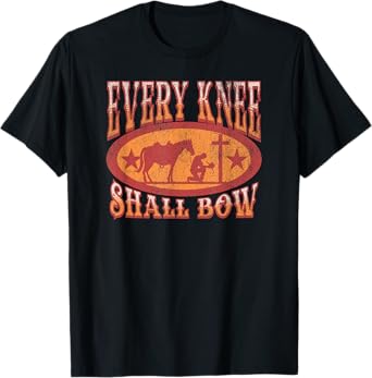Christian Cowboy Kneeling at Cross Western Bible Verse Faith T-Shirt