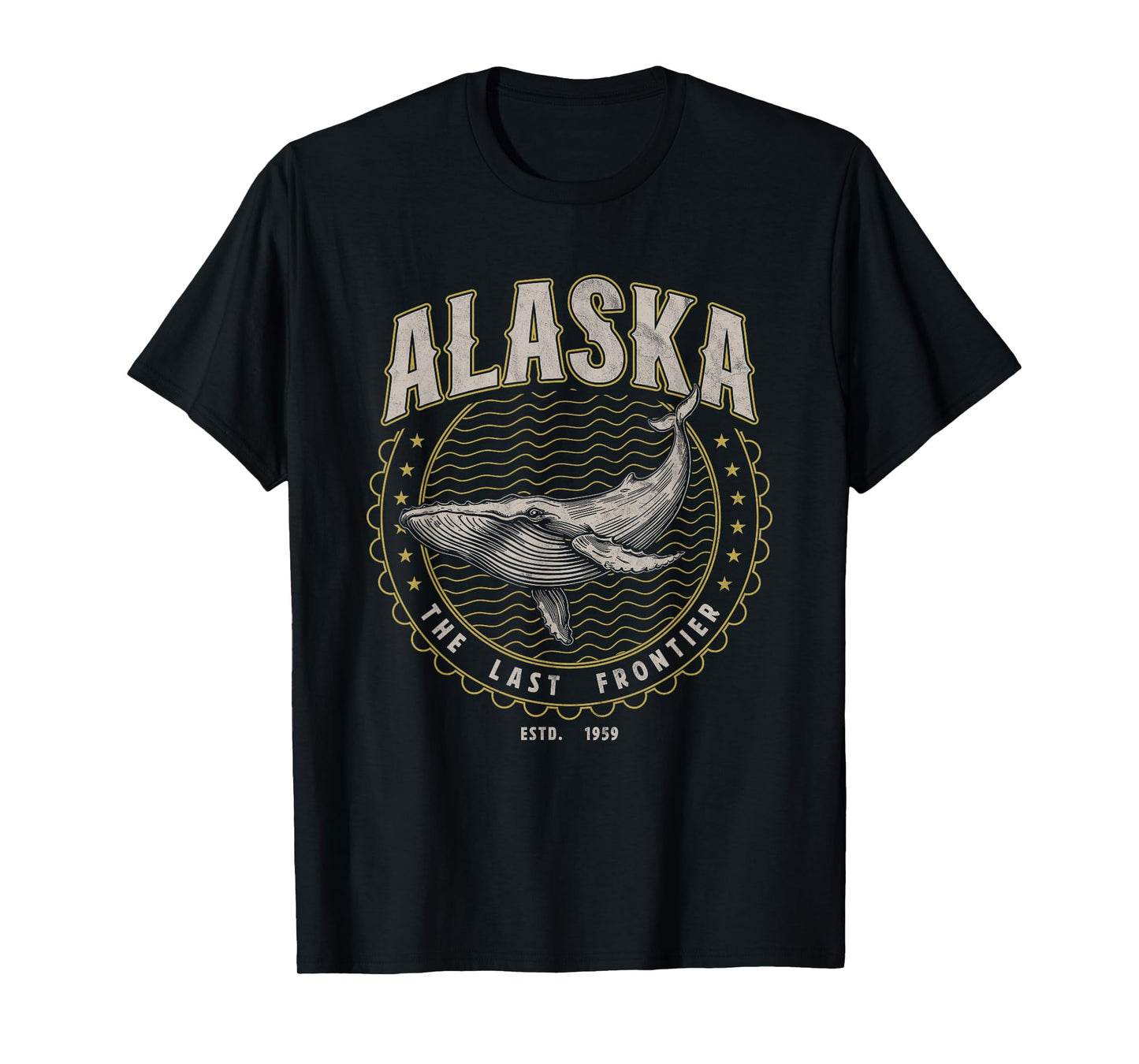 Alaska Last Frontier Whale USA Vintage T-Shirt