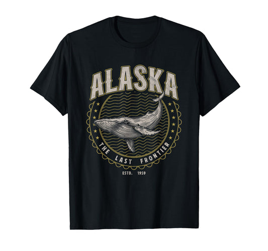 Alaska Last Frontier Whale USA Vintage T-Shirt
