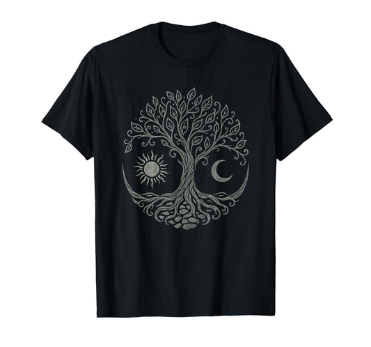 Celtic Tree Life Moon Sun Druid Nature Yggdrasil Symbol Art T-Shirt
