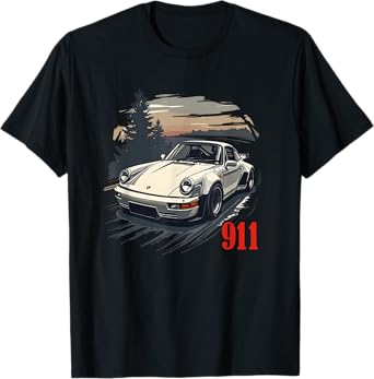 911 Retro Auto Classic GT 964 Race Cars GT3 RS 997 T-Shirt - Unisex Adults & Kids - Black - Small - Short Sleeve - Cotton Polyester Blend - Car-Themed Cartoon - T-Shirt