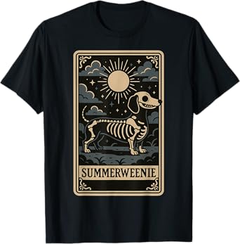 Dachshund Skeleton Summerween Dog Art Vintage Style T-Shirt