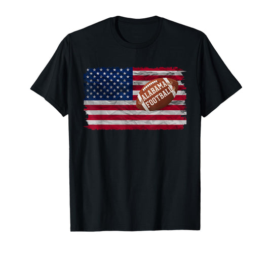 Patriotic USA Flag Alabama Football Season Party Funny Women Men T-Shirt