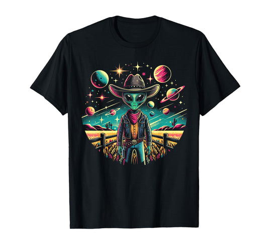 Alien Lover Flying Saucer UFO Extraterrestrial Cowboy T-Shirt
