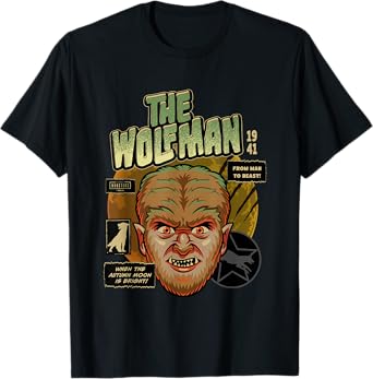 Universal Monsters The Wolf Man Vintage Halloween Mask T-Shirt
