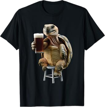 Tortoise Drinking Beer Realistic T-Shirt