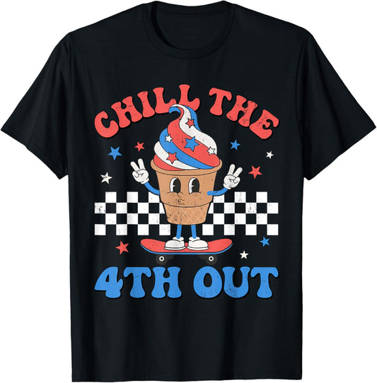 Chill The 4th Out Retro Patriotic Ice Cream Fourth Of July T-Shirt