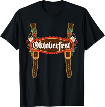 Floral Beer Suspenders Oktoberfest Costume Beer Festival T-Shirt