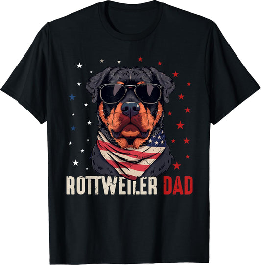 Funny Rottweiler Dad Usa Stars 4th Of July Fathers Day T-Shirt
