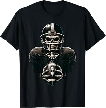 Halloween Skeleton Football Player Spooky Sports Graphic T-Shirt