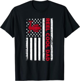 Reel Cool Dad Shirt American Flag Fly Fishing Spinning Reel T-Shirt for Women Men
