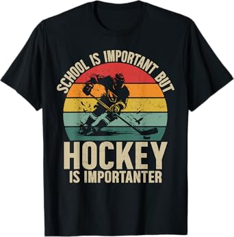School Is Important But Hockey Is Importanter Boys Kids T-Shirt