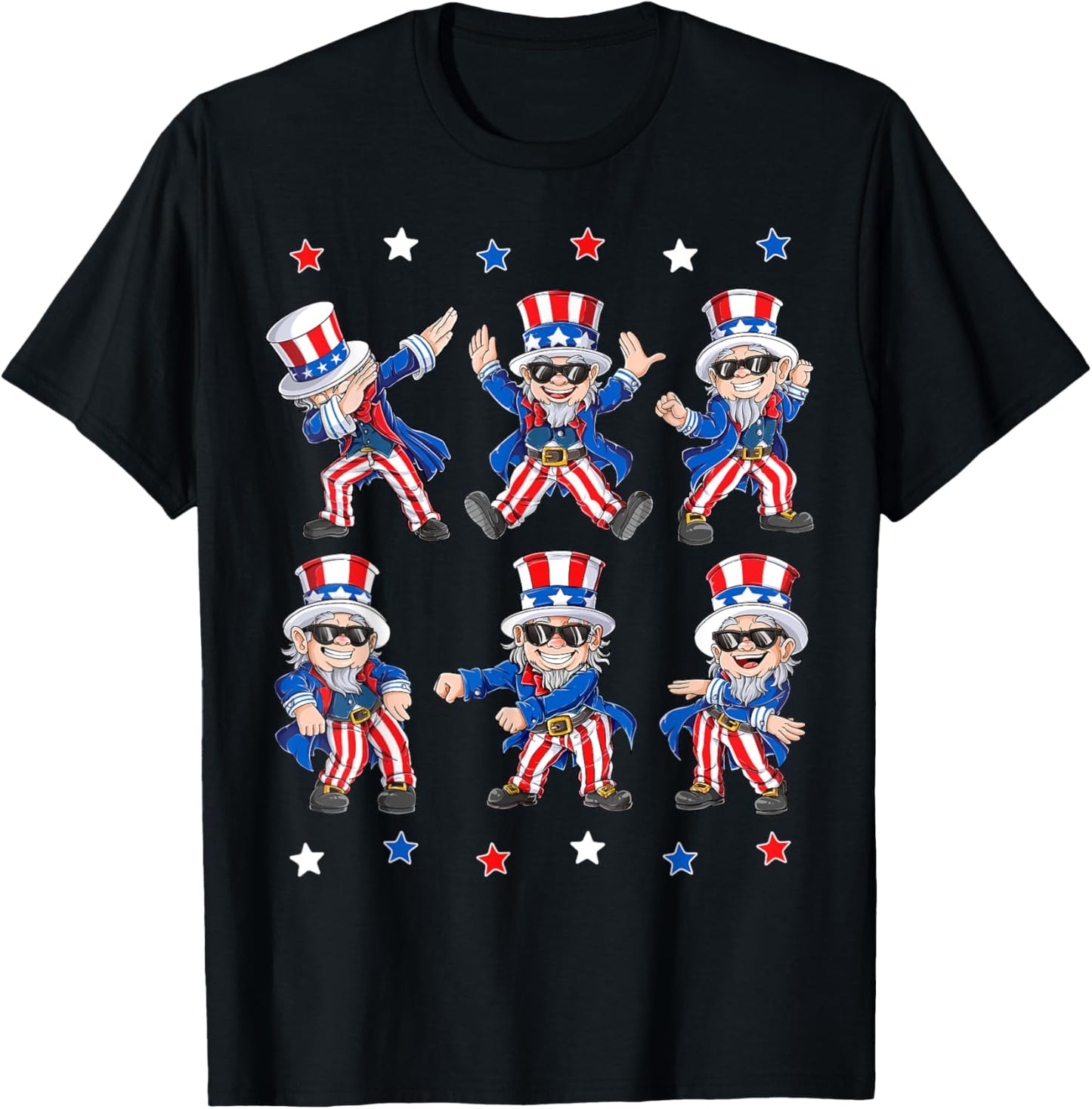 Dancing Dabbing Uncle Sam 4th of July Boys Girls Kids Dance T-Shirt