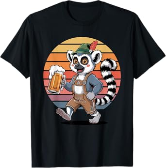 Retro Lemur Beer Drinking Lemurs T-Shirt
