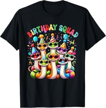 Birthday Squad Funny Party Group Colorful Snakes Lover T-Shirt