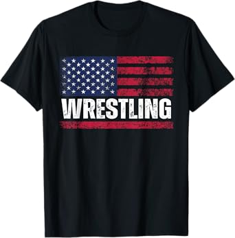 US Flag Wrestling American Flag Wrestling Wrestle Vintage T-Shirt