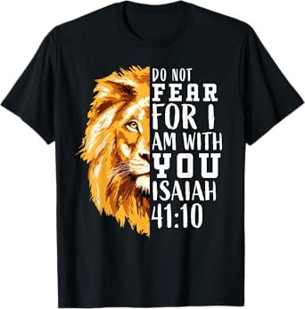 Christian Religious Bible Verse Sayings Lion Fear Scripture T-Shirt
