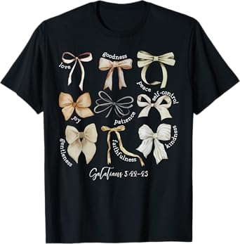 Coquette Bow Christian Fruit of the Spirit Bible Verse Jesus T-Shirt