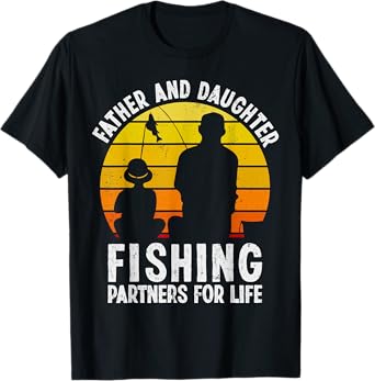 Father Daughter Fishing Partner For Life Retro Matching Dad T-Shirt