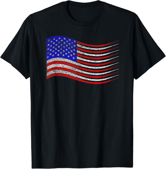 Patriotic 4th of July USA American Flag Waving T-Shirt