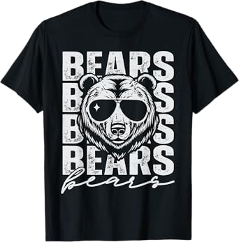 Vintage Bear School Mascot Game Day Sports Fans Men Boys T-Shirt