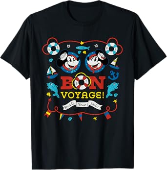 Disney Cruise Mickey & Minnie Mouse Bon Voyage Ship Vacation T-Shirt