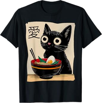 Funny Cat Ramen Women Men Japanese Kawaii Cat Anime T-Shirt