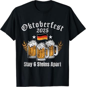 Oktoberfest 2025 6 Stein Apart Beer October Funny Drinking T-Shirt