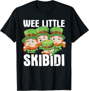 Wee Little Skibidi St. Patricks Day Leprechauns Funny T-Shirt