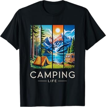 Camping Life Funny Camper Lake Camping Family Men Women Kids T-Shirt