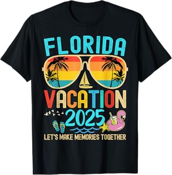 Retro Florida Vacation 2025 Matching Family Friends Group T-Shirt