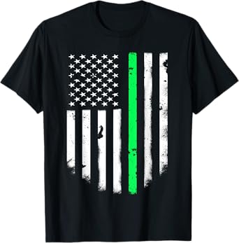 American Patriotic USA Flag Men Women Thin Green Line T-Shirt