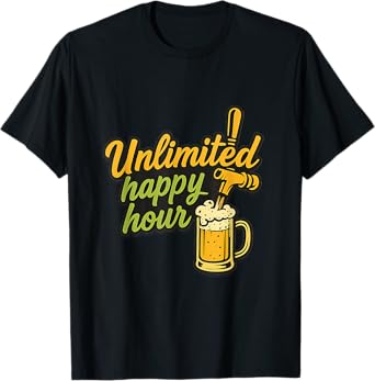 Unlimited Happy Hour Beer Tap Gold Lime Party T-Shirt