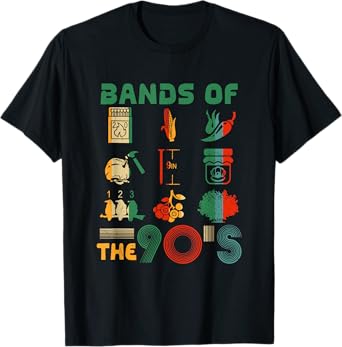 Retro Popular Music Bands of the 90s Funny Vintage Rock Band T-Shirt