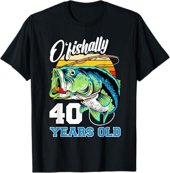 Ofishally 40 Years Old Fisherman 40th Birthday Fishing T-Shirt