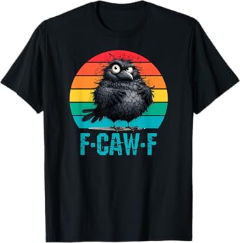 F-Caw-F Black Crow Black Bird Retro Sunset Vintage F-Caw-F T-Shirt