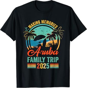 Vintage Aruba Family Vacation Beach Trip 2025 Mother's Day T-Shirt