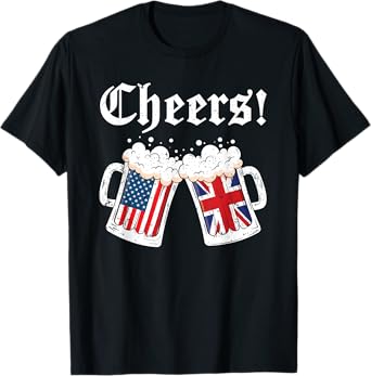Cheers Shirt Women Men British American Flag Beer Mug Cheers T-Shirt