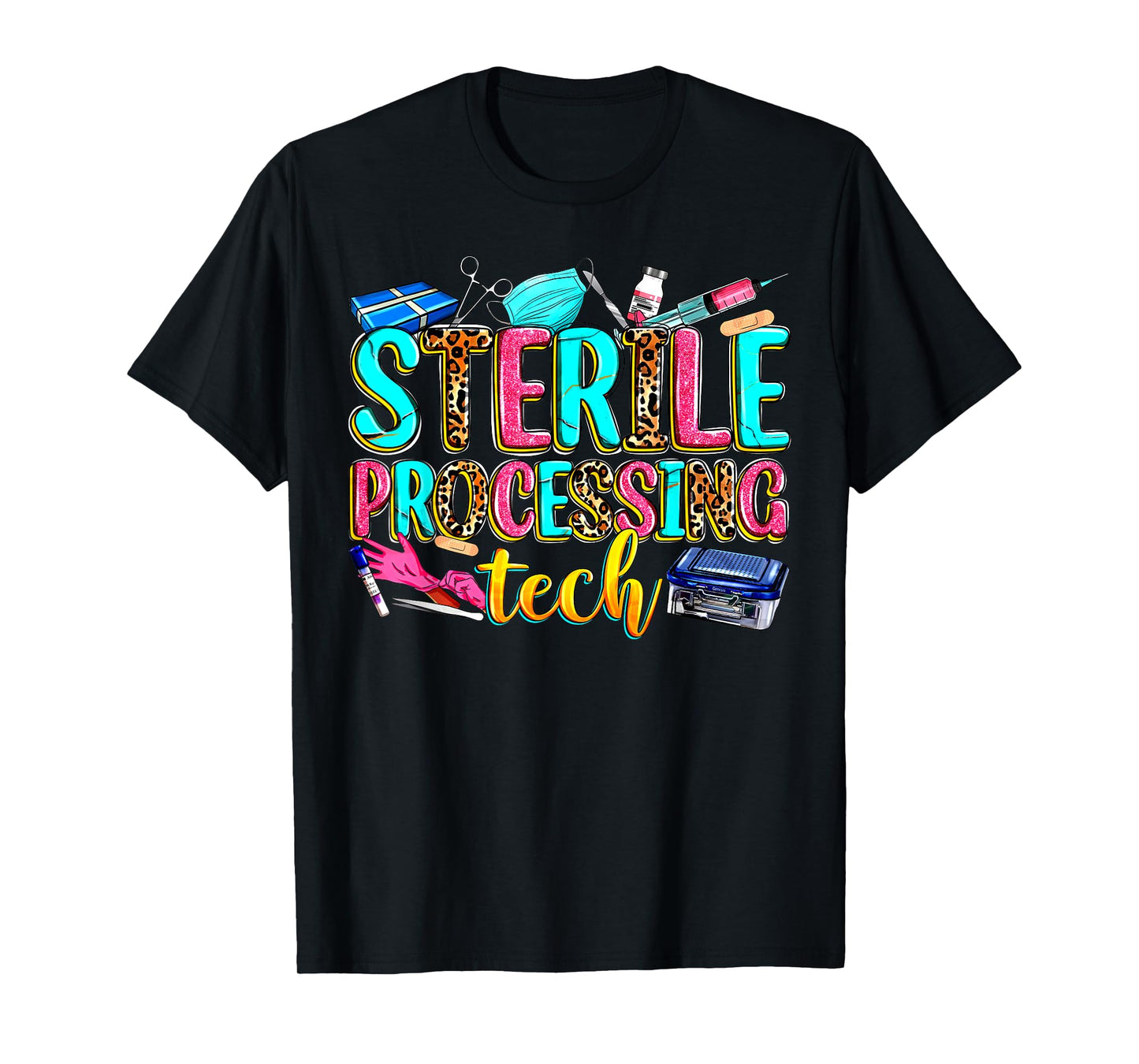 Leopard Sterile Processing Tech SPD Tech Week Nurse Life T-Shirt