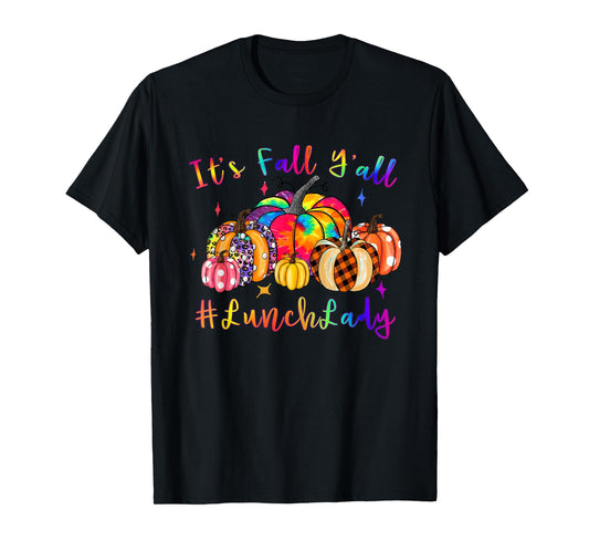 Tiedye Pumpkin Fall Autumn Thanksgiving Lunch Lady Women T-Shirt