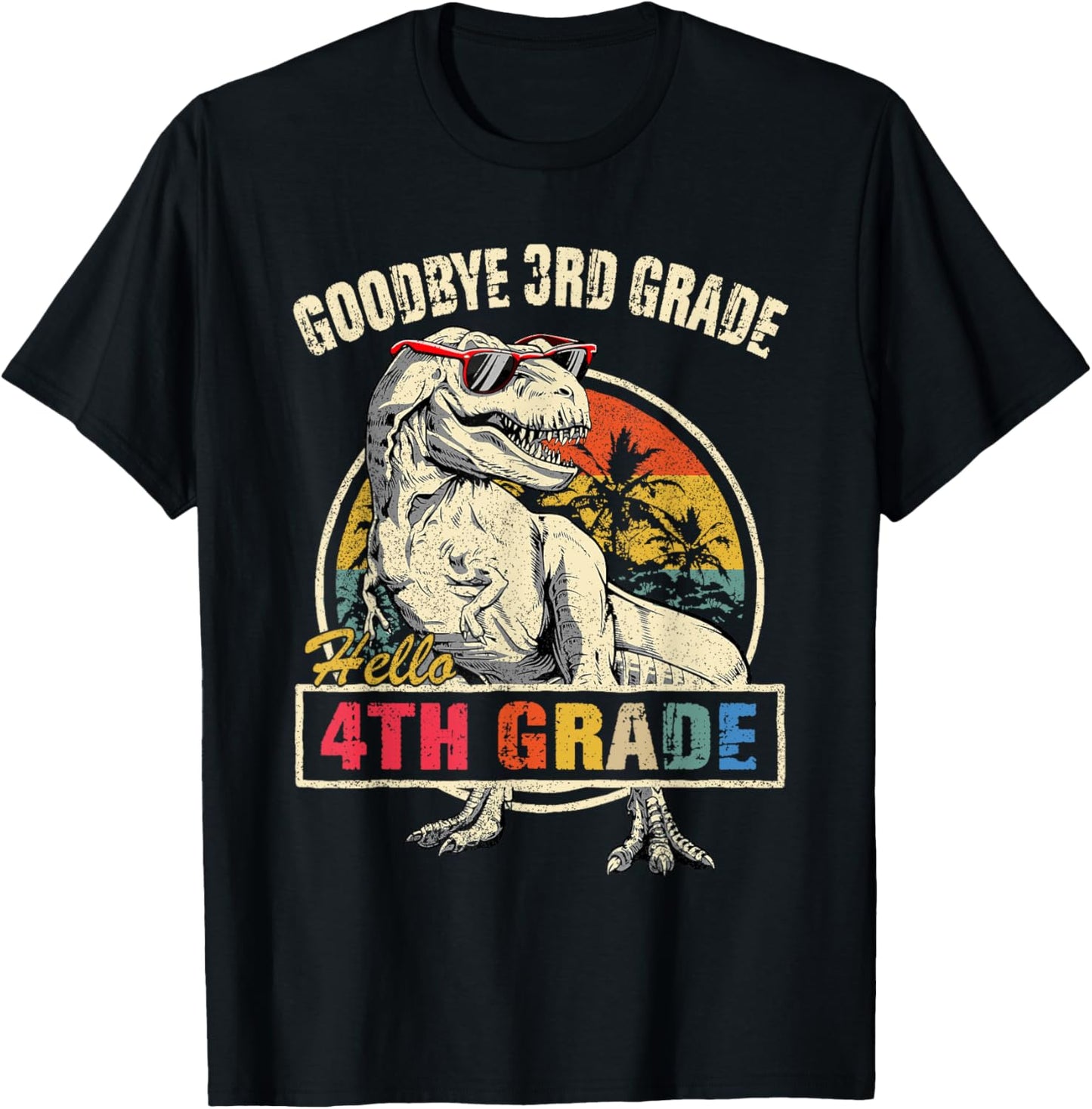 Goodbye 3rd Grade Hello 4th Grade Graduation T-rex Dinosaur Kids T-shirt by TeeBrew