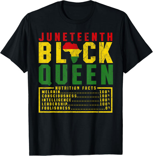 Juneteenth Women's Black Queen Diet Melanin Black Pride T-Shirt