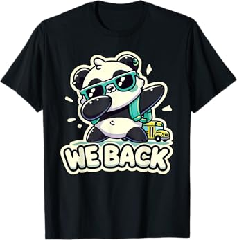 Panda Back to School Funny Cartoon Shirt Boys Girls Kids T-Shirt