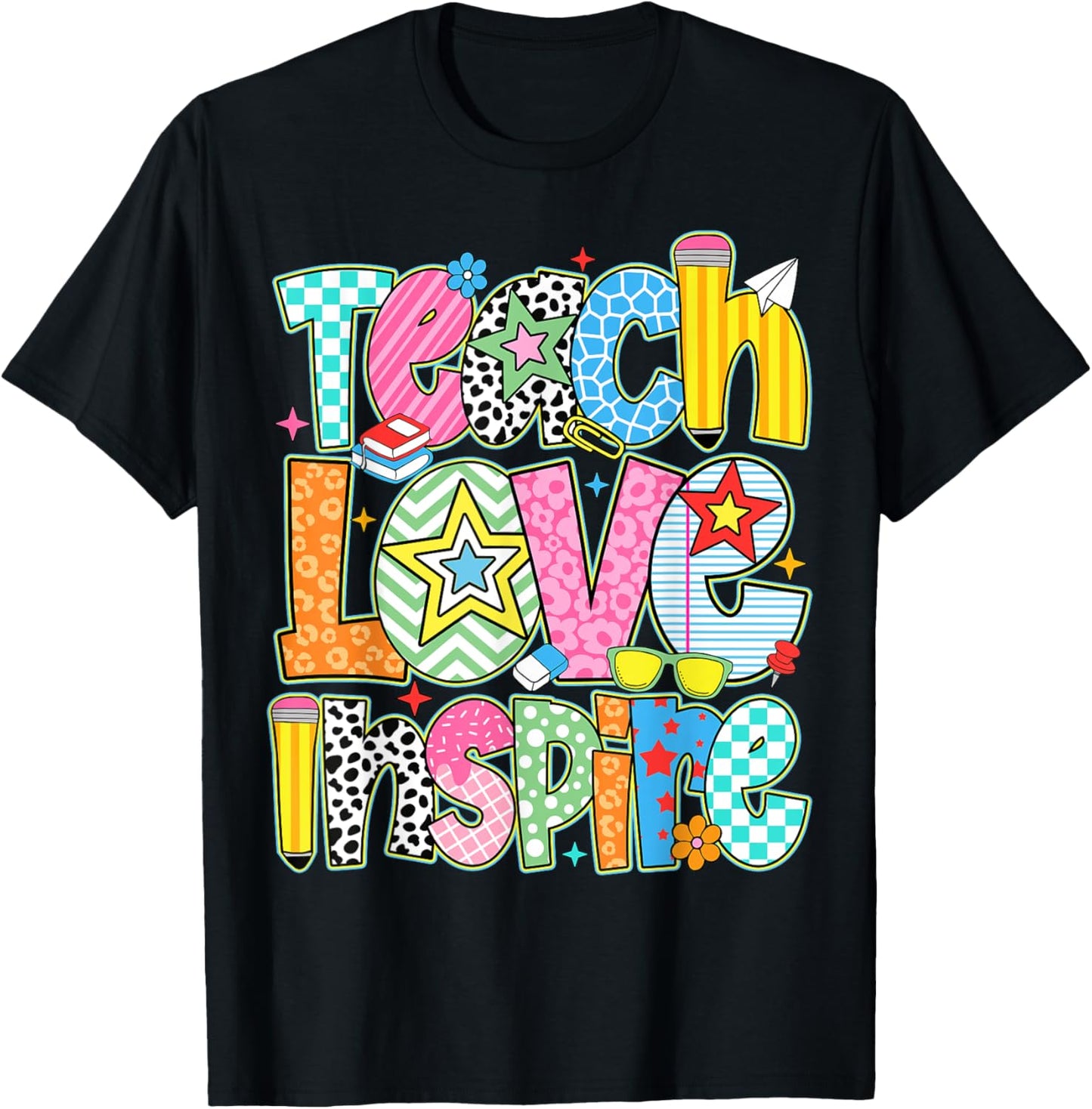 Teach Love Inspire Back To School Teacher Kids Boys Girls Tee by TeeBrew