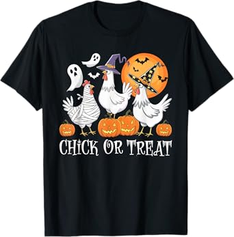 Funny Chicken Halloween Chick Or Treat Women Men Kids T-Shirt